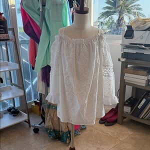 Lilly Pulitzer White Eyelet Off-Shoulder Blouse